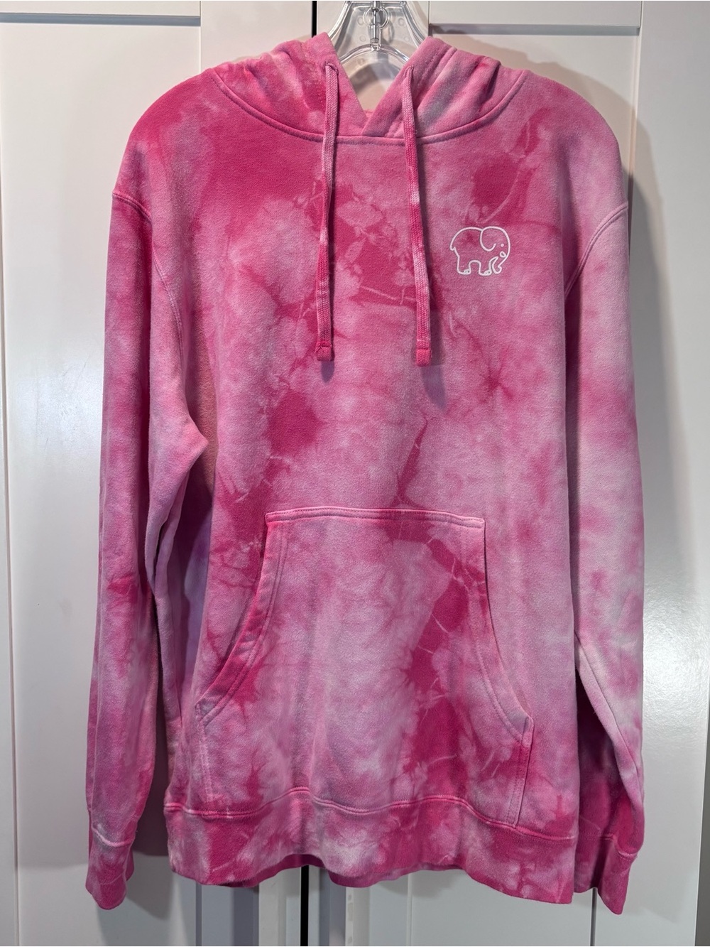 Ivory Ella Cotton Blend Pink Tie Dye Pullover M Hoodie Elephant Logo Sweatshirt